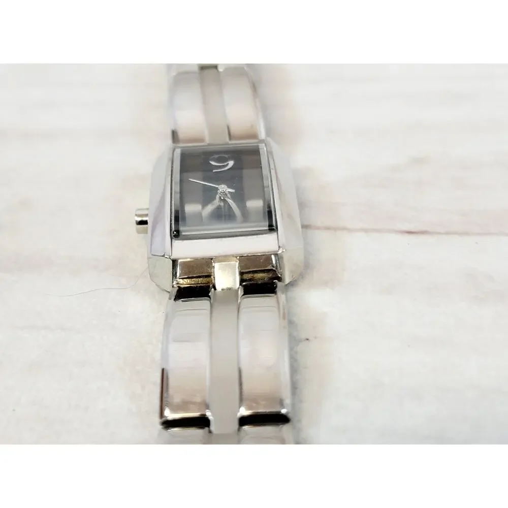 FOSSIL ES2160 Woman's Stainless Black Dial Crystal Accent Watch W/New Battery